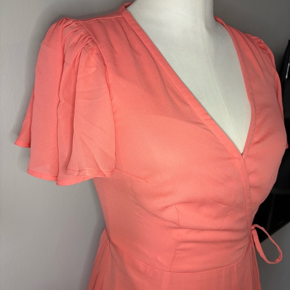 NWT Abercrombie & Fitch Coral Wrap Midi Dress Women’s Small Feminine - Picture 3 of 16